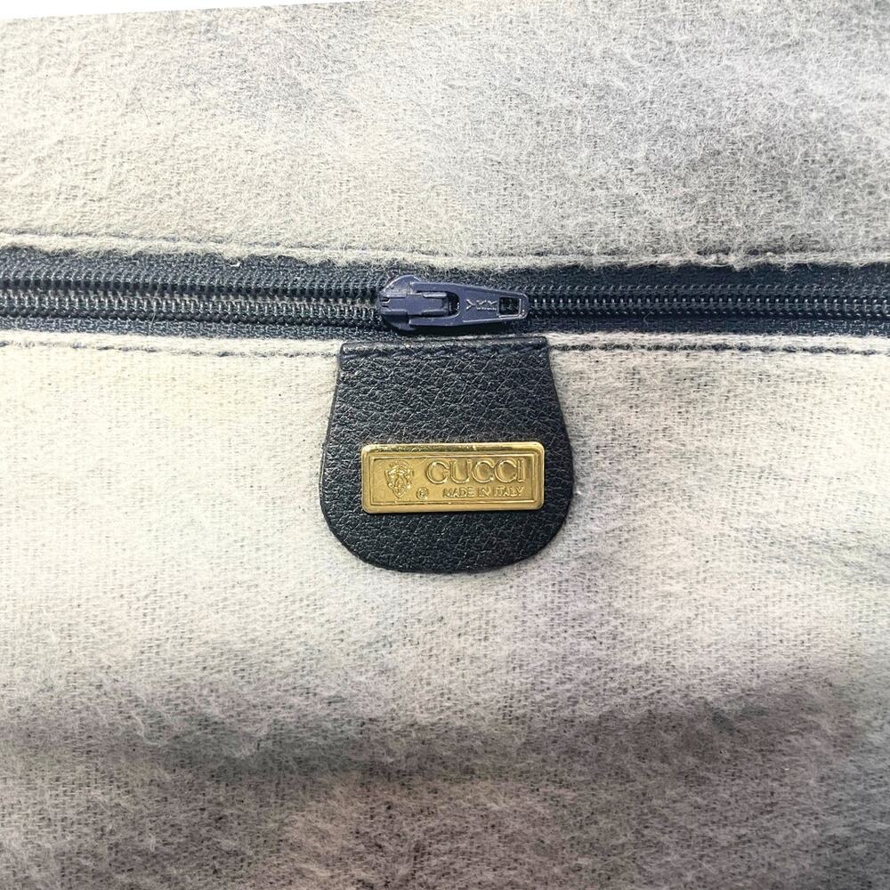 Gucci Bag Shoulder Tote Purse GG Guccissima Monogram Black Grey Leather Canvas - Picture 9 of 12